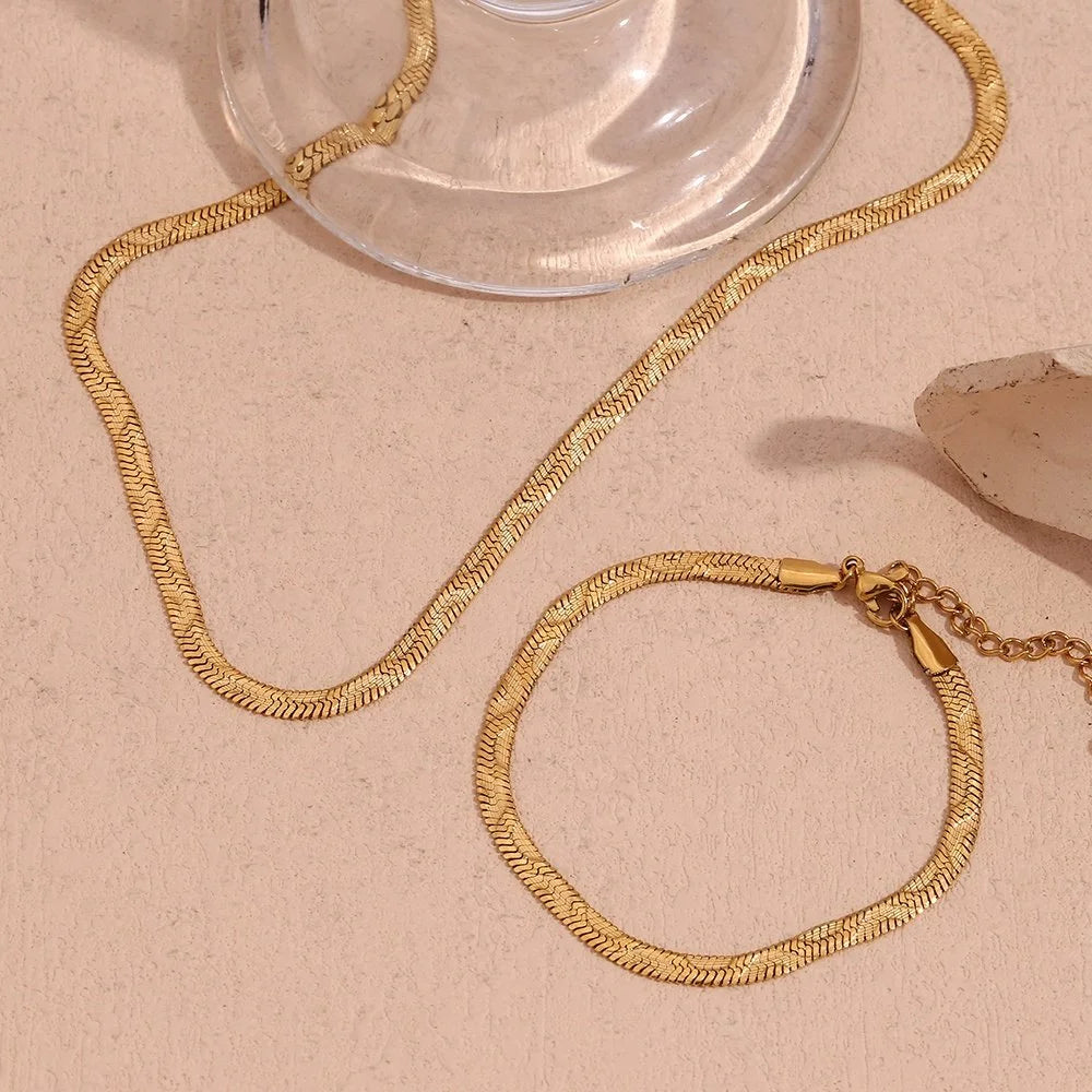 Wave Snake Chain Gift Set - Necklace and Bracelet