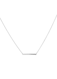 A delicate silver foundation bar necklace with a thin horizontal bar pendant on a fine chain, shown against a plain white background.