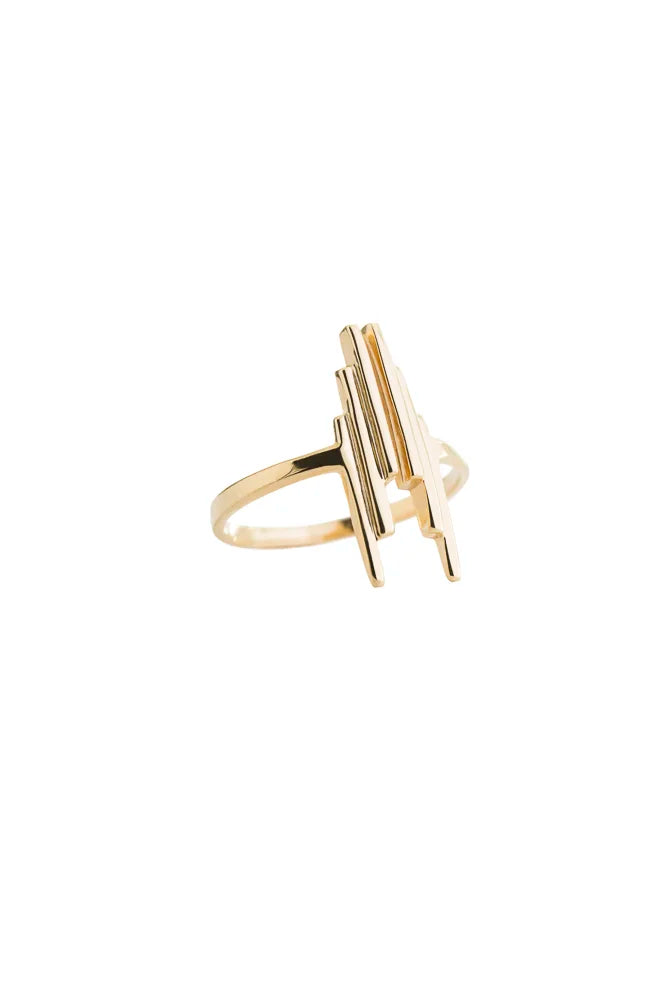 Gold Stack ring from the side on a white background