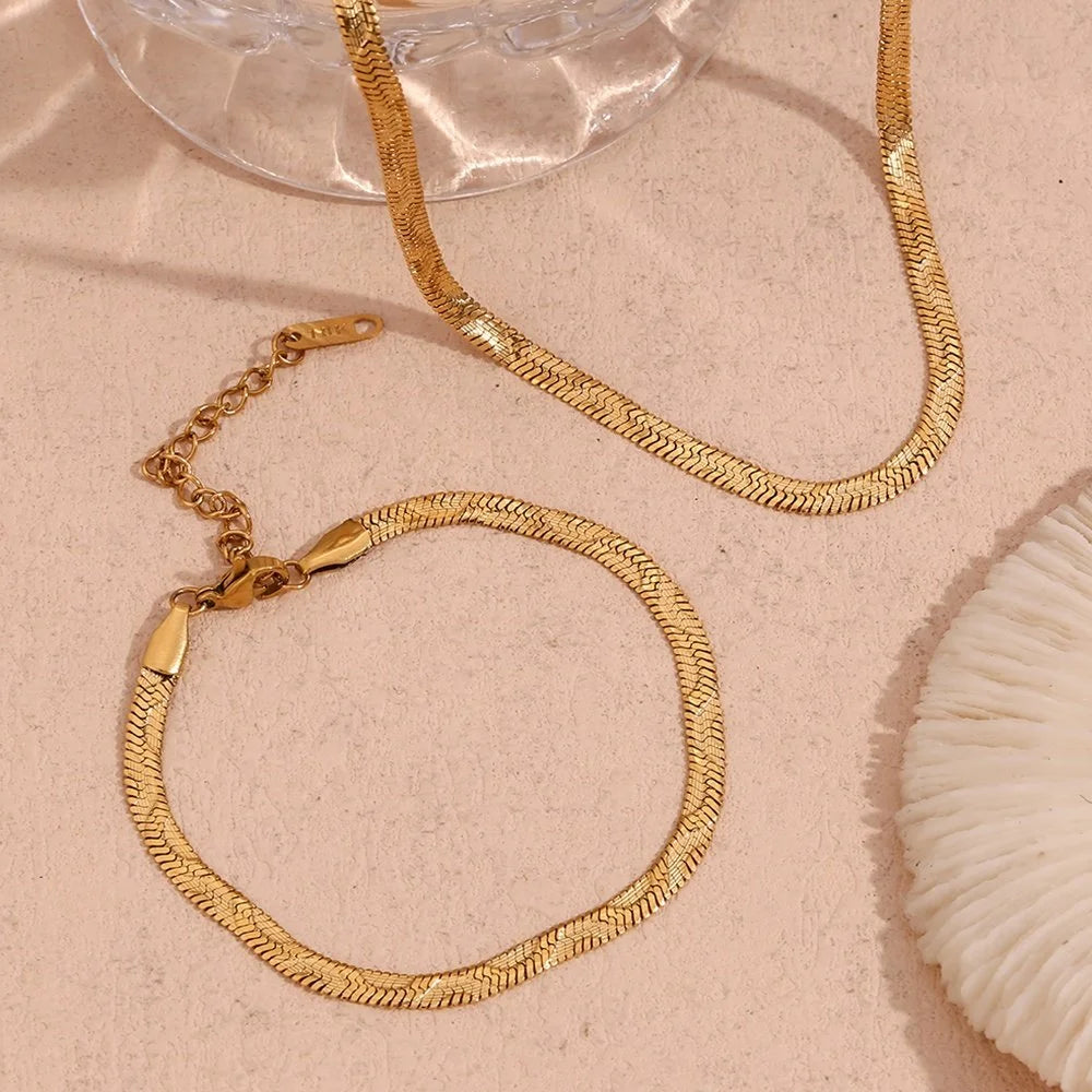 Wave Snake Chain Gift Set - Necklace and Bracelet
